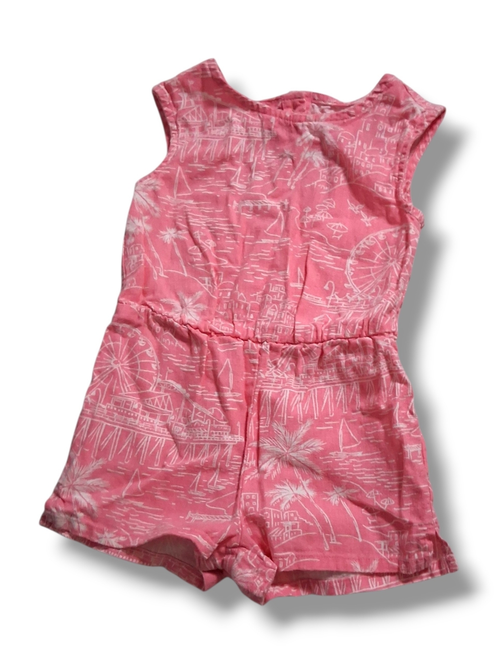 Old Navy Girls Romper 18-24 Months Pink Coastal City Print Sleeveless One Piece